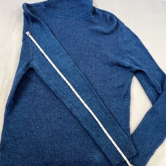 Reference Point turtleneck blue ribbed Knit 100% Cotton - Picture 7 of 8
